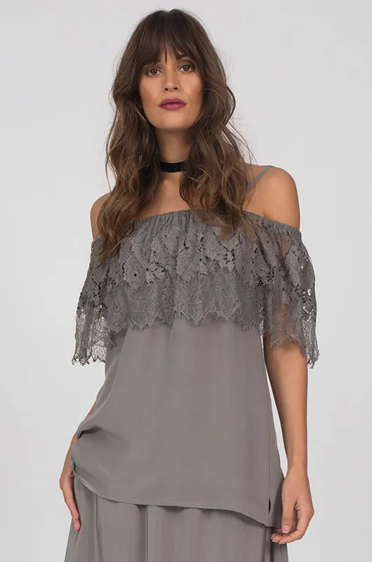 Julia Lace Silk Off The Shoulder Top